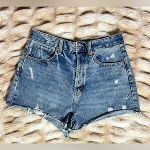 wild fable - Distressed Acid Blue High-Rise Jean Shorts